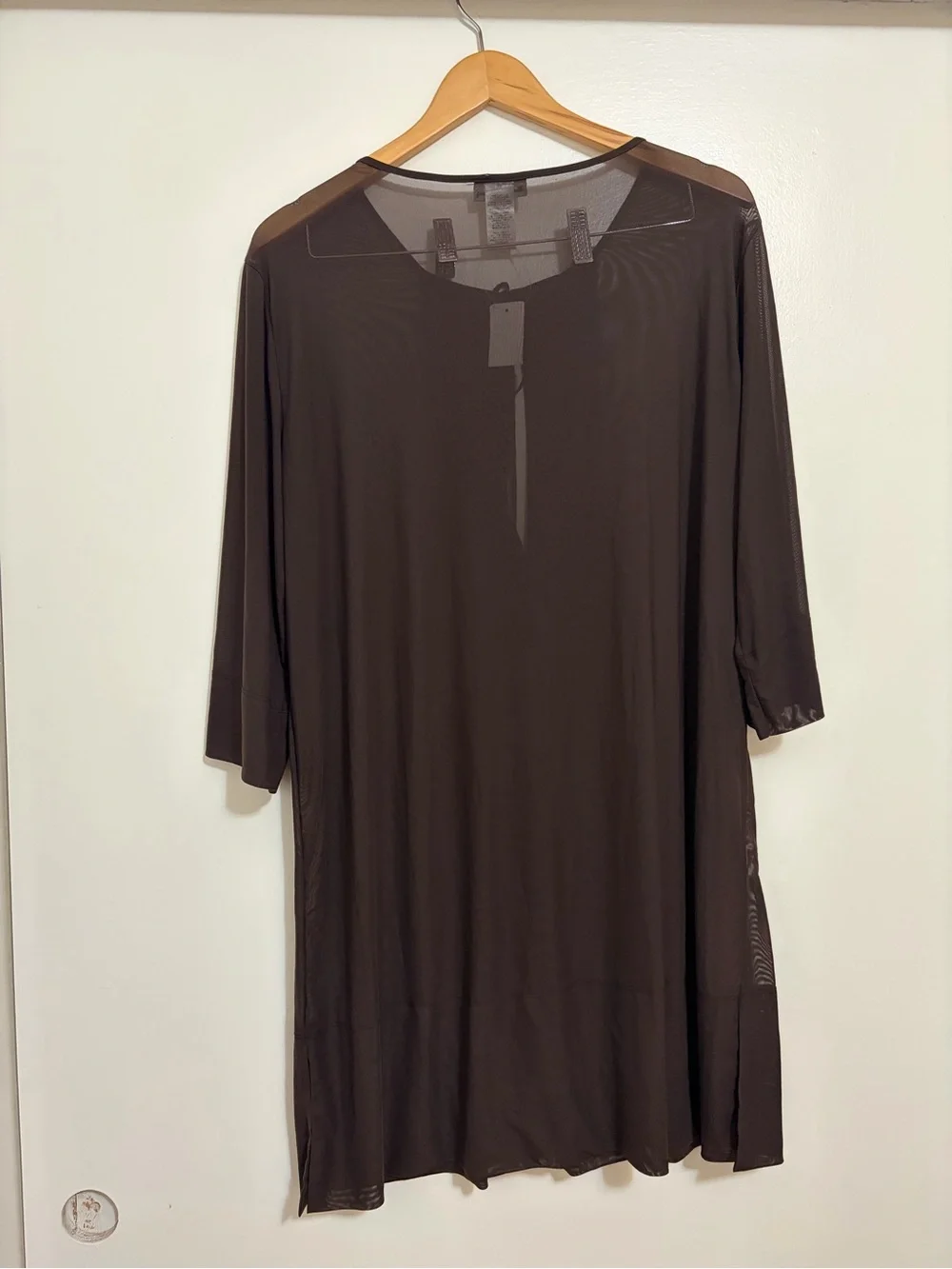 Tommy Bahama New Tule Long-Sleeve Tie-Front Swimsuit Cover In Double Chocolate - Picture 4 of 5